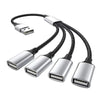 Répartiteur de câble USB, extensions de HUB, 2/3/4 Ports, chargeur de téléphone, adaptateur d'alimentation OTG, extenseur Multiple, station d'accueil pour ordinateur