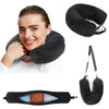 Oreiller de cou de voyage avec vêtements remplissables, taie d'oreiller en forme de U, sac de rangement supplémentaire, housse de coussin de cou en velours pour voyage en avion