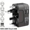 Adaptateur secteur universel avec deux ports de chargement USB, prises et prises de voyage universelles, adaptateur secteur AC EU-US